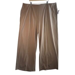 Old Navy‎ PowerSoft Go-Dry Wide Leg Pants Tan Brown Plus Size 3X High Waist New